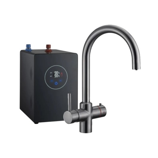 Multi-Tap Classic 3in1 Kokend Water Kraan Gun Metal - Rond